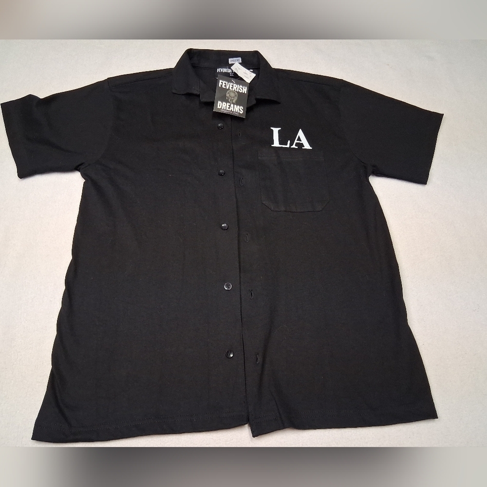 4/20$ Feverish Dreams LA Black Short-Sleeve Button-Up Shirt